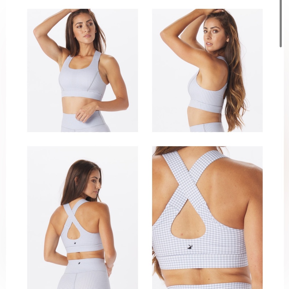 Glyder Full Force Bra:Silver FogGingham Plaid Size Small
